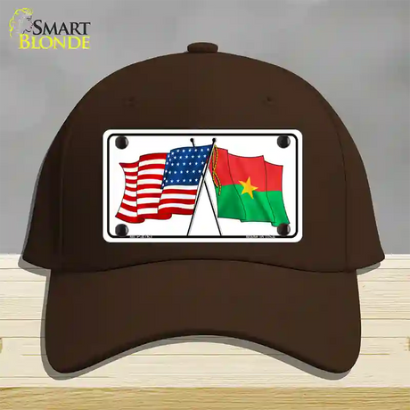 United States Burkina Faso Crossed Flags Novelty License Plate Hat Sign Cotton / Dark Brown