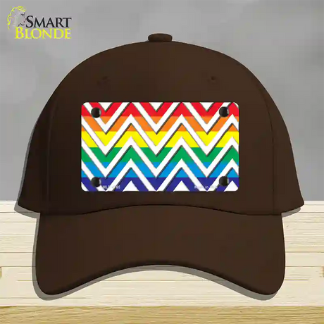 Rainbow White Chevron Novelty License Plate Hat Cotton / Dark Brown