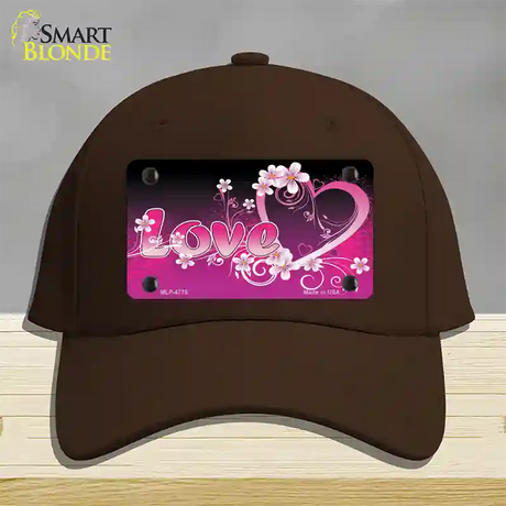 Love Heart And Flowers Novelty License Plate Hat Cotton / Dark Brown