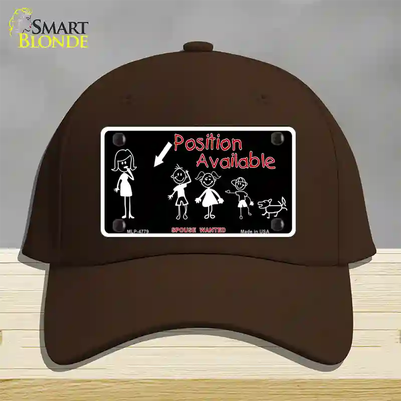 Position Available Male Novelty License Plate Hat Cotton / Dark Brown