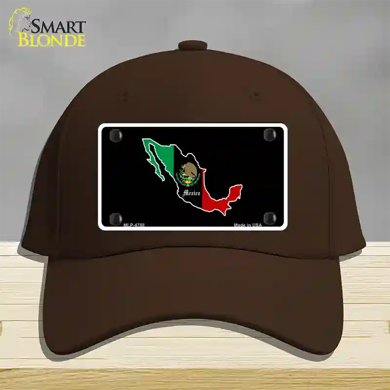 Mexico Outline Novelty License Plate Hat Cotton / Dark Brown