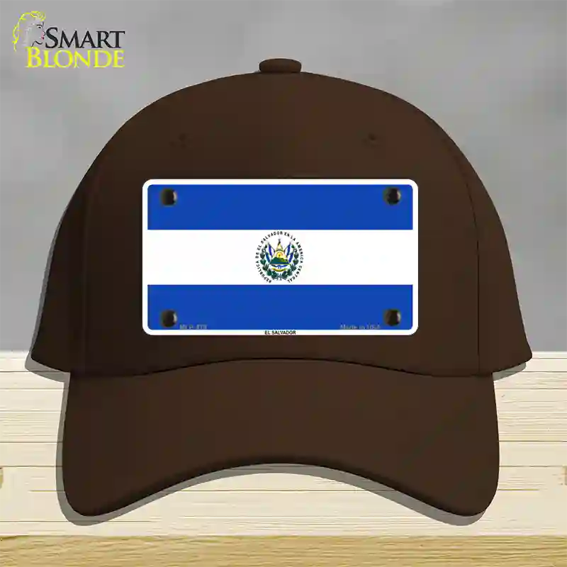 El Salvador Flag Novelty License Plate Hat Cotton / Dark Brown