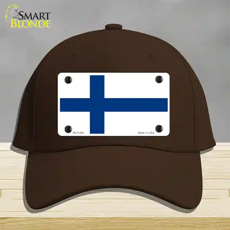 Finland Flag Novelty License Plate Hat Cotton / Dark Brown