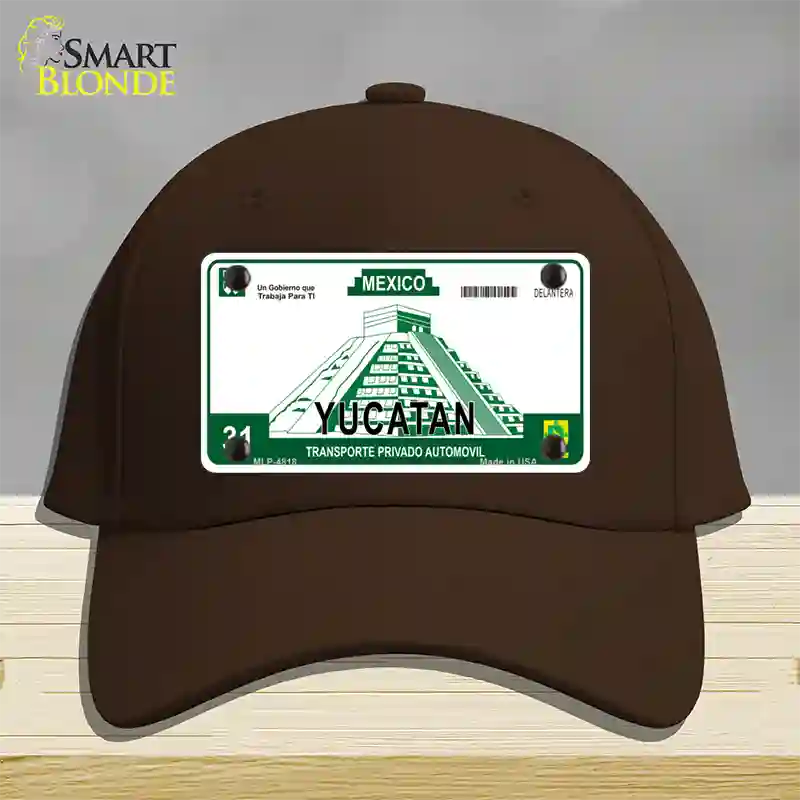 Yucatan Mexico Novelty License Plate Hat Cotton / Dark Brown