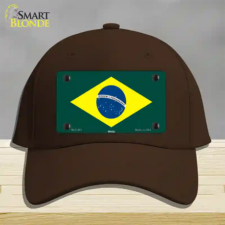 Brazil Flag Novelty License Plate Hat Cotton / Dark Brown