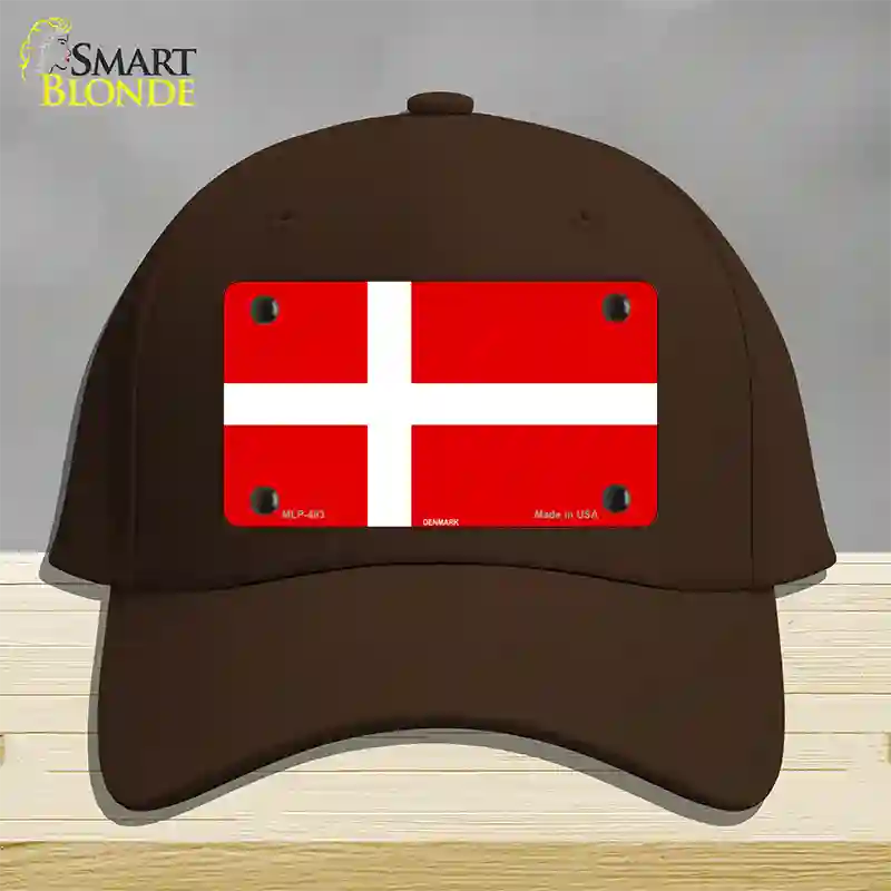 Denmark Flag Novelty License Plate Hat Cotton / Dark Brown