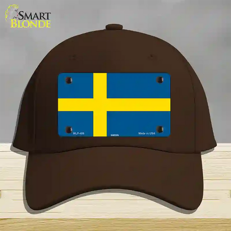 Sweden Flag Novelty License Plate Hat Cotton / Dark Brown