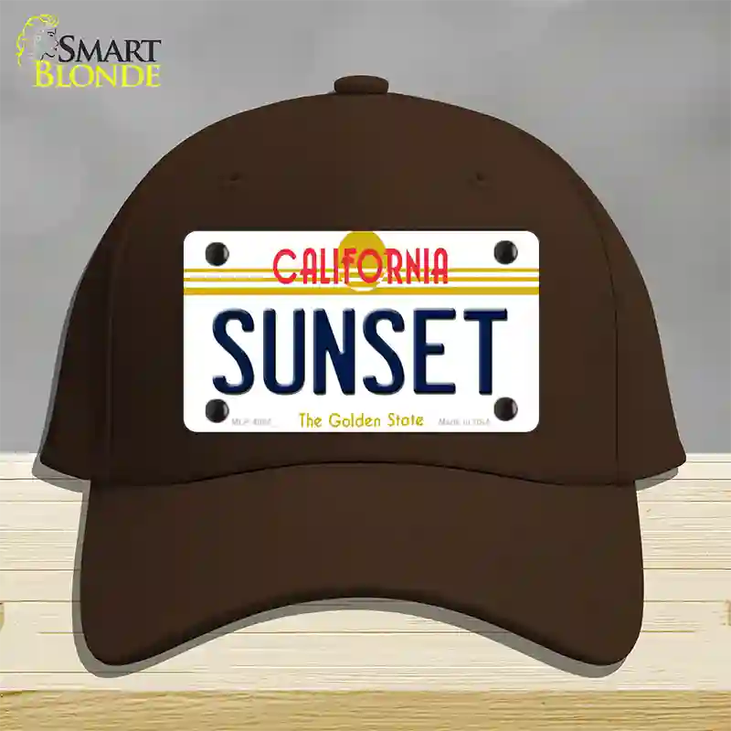 Sunset California Novelty License Plate Hat Cotton / Dark Brown