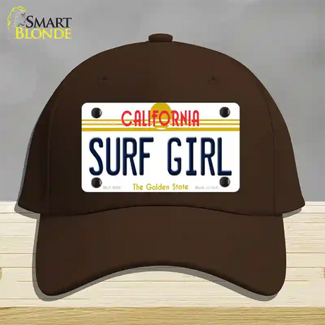 Surf Girl California Novelty License Plate Hat Cotton / Dark Brown