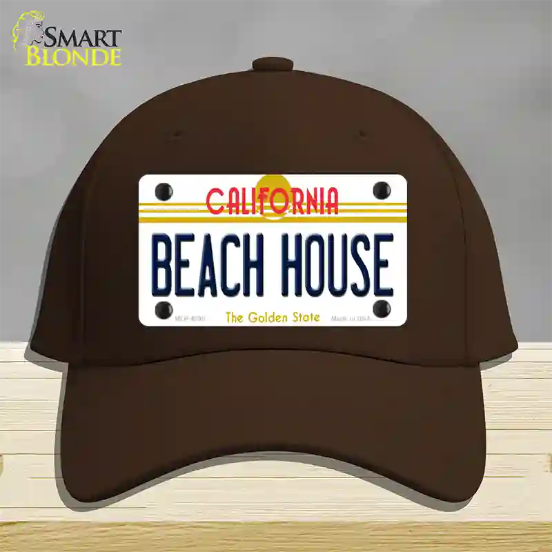 Beach House California Novelty License Plate Hat Cotton / Dark Brown