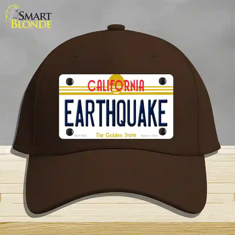 Earthquake California Novelty License Plate Hat Cotton / Dark Brown