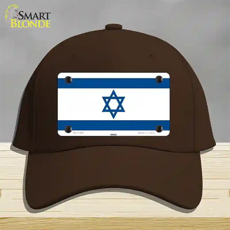 Israel Flag Novelty License Plate Hat Cotton / Dark Brown