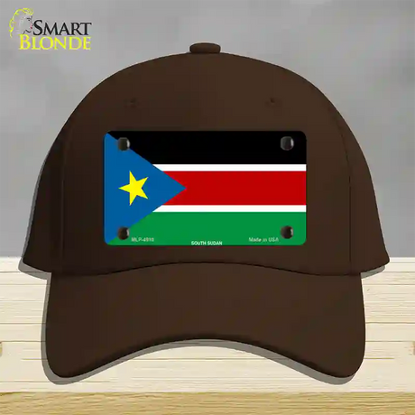 South Sudan Flag Novelty License Plate Hat Cotton / Dark Brown