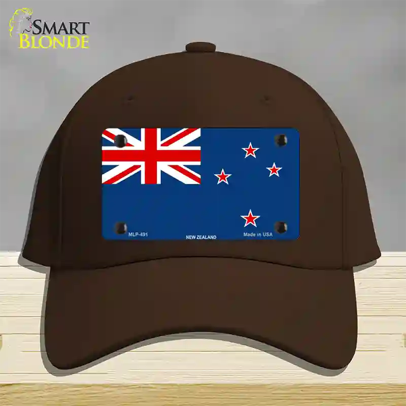 New Zealand Flag Novelty License Plate Hat Cotton / Dark Brown