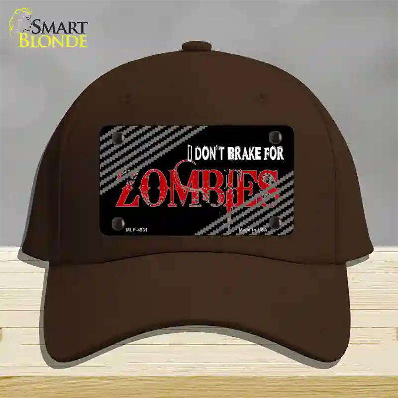 Dont Brake For Zombies Novelty License Plate Hat Cotton / Dark Brown