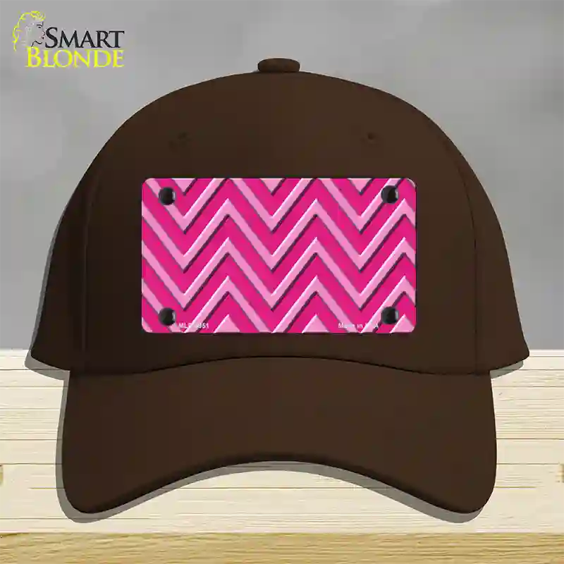 Pink Light Pink Large Chevron Novelty License Plate Hat Cotton / Dark Brown