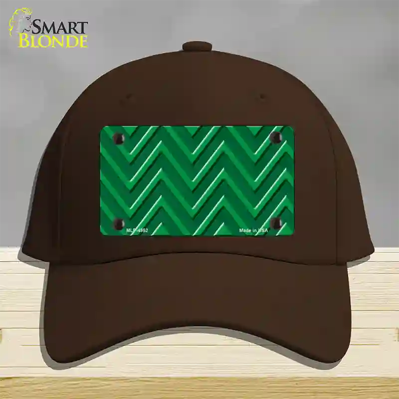 Green Light Green Large Chevron Novelty License Plate Hat Cotton / Dark Brown