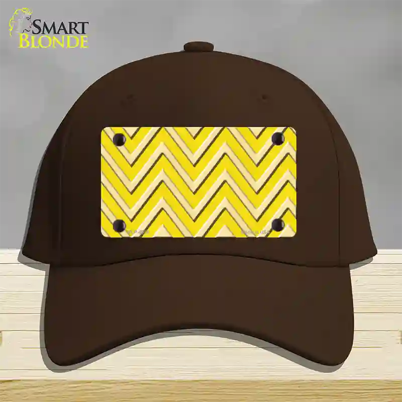 Yellow Light Yellow Large Chevron Novelty License Plate Hat Cotton / Dark Brown