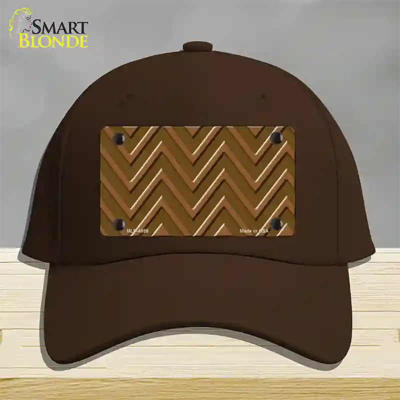 Brown Light Brown Large Chevron Novelty License Plate Hat Cotton / Dark Brown