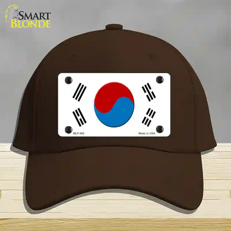 South Korea Flag Novelty License Plate Hat Cotton / Dark Brown