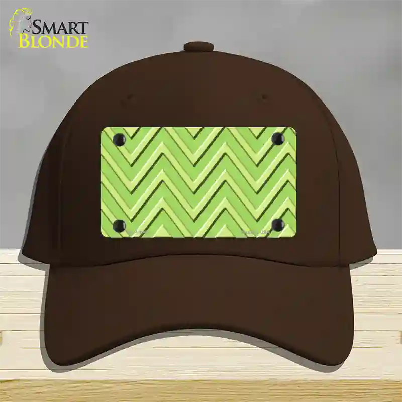 Lime Green Lighter Lime Green Large Chevron Novelty License Plate Hat Cotton / Dark Brown