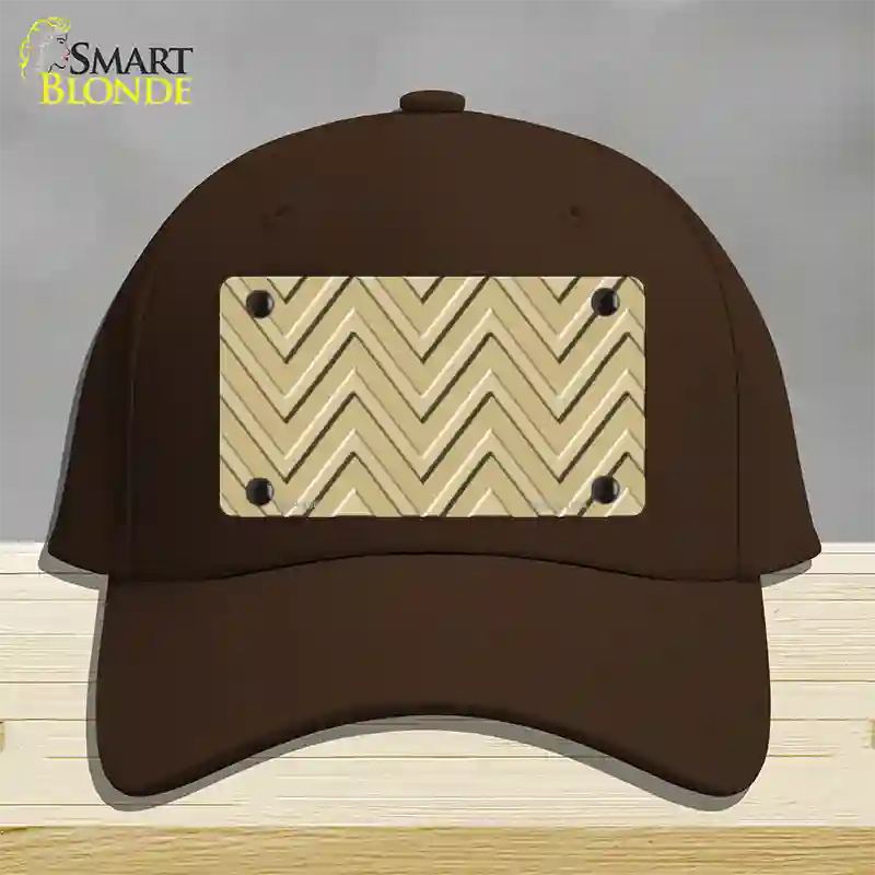 Gold Light Gold Large Chevron Novelty License Plate Hat Cotton / Dark Brown