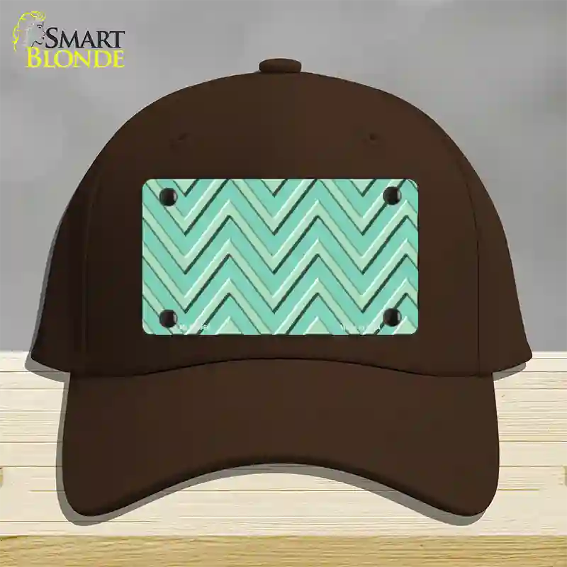 Mint Light Mint Large Chevron Novelty License Plate Hat Cotton / Dark Brown