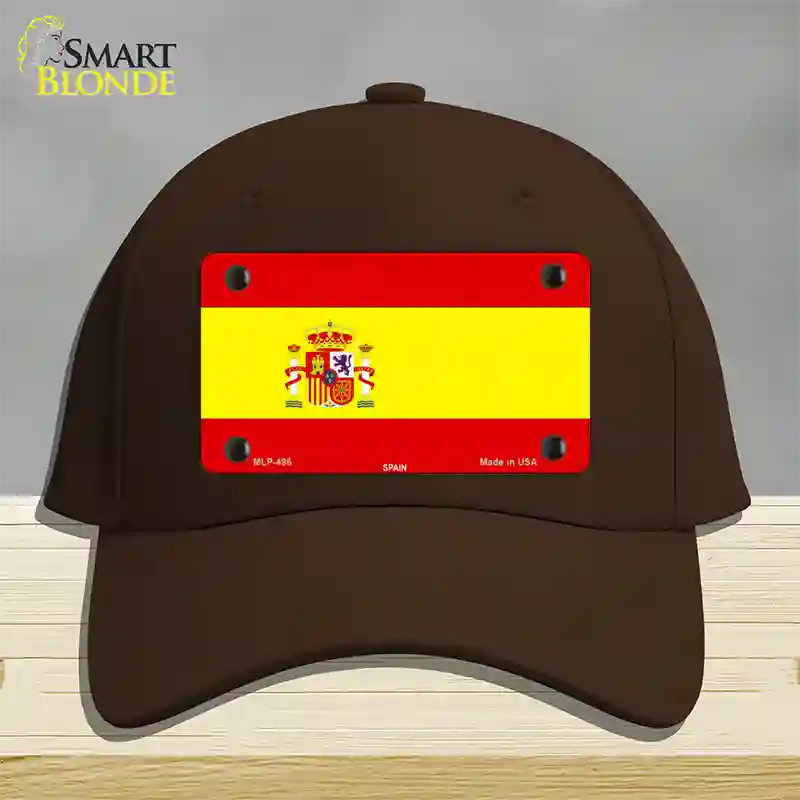 Spain Flag Novelty License Plate Hat Cotton / Dark Brown