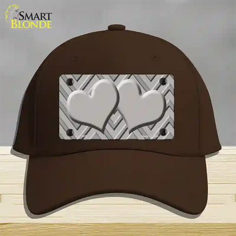 Grey Light Grey Heart Large Chevron Novelty License Plate Hat Cotton / Dark Brown