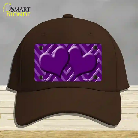 Purple Light Purple Heart Large Chevron Novelty License Plate Hat Cotton / Dark Brown