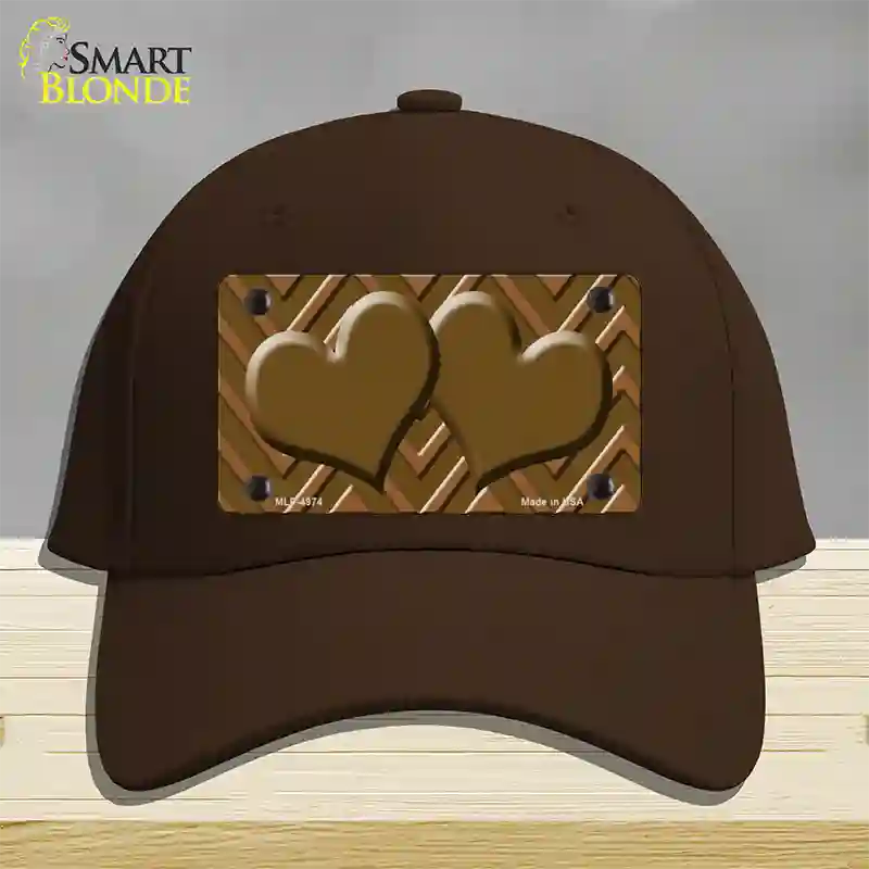 Brown Light Brown Heart Large Chevron Novelty License Plate Hat Cotton / Dark Brown