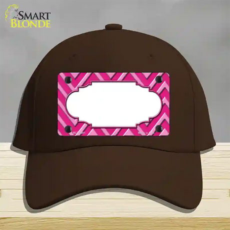 Pink Light Pink Scallop Large Chevron Novelty License Plate Hat Cotton / Dark Brown