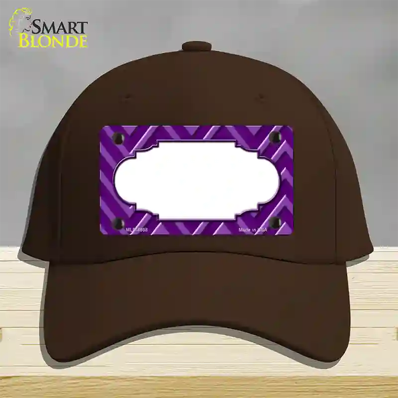 Purple Light Purple Scallop Large Chevron Novelty License Plate Hat Cotton / Dark Brown