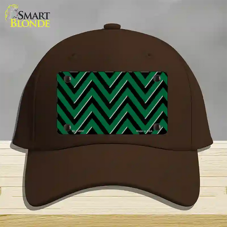 Green Black Large Chevron Novelty License Plate Hat Cotton / Dark Brown