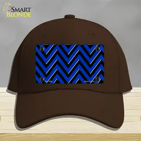 Blue Black Large Chevron Novelty License Plate Hat Cotton / Dark Brown