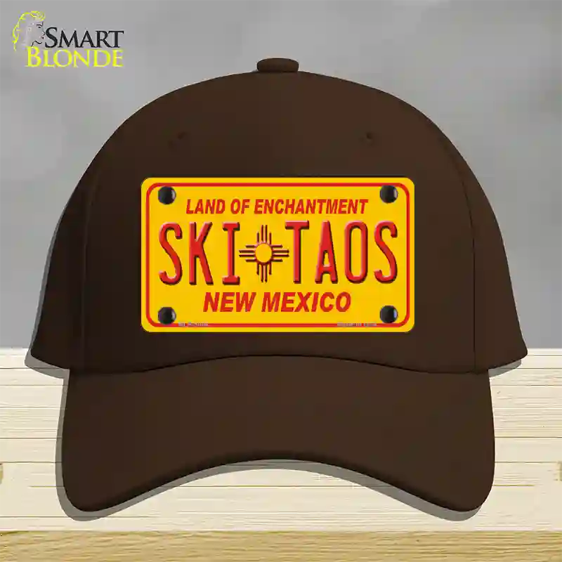 Ski Taos Yellow New Mexico Novelty License Plate Hat Cotton / Dark Brown