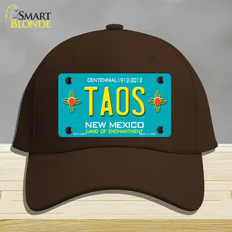 Taos Teal New Mexico Novelty License Plate Hat Cotton / Dark Brown