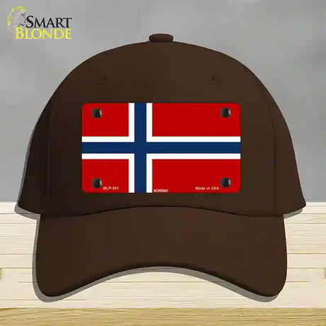 Norway Flag Novelty License Plate Hat Cotton / Dark Brown