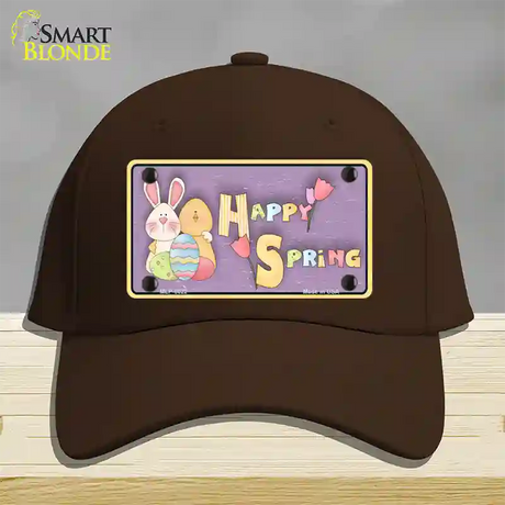 Happy Spring Yellow Novelty License Plate Hat Cotton / Dark Brown