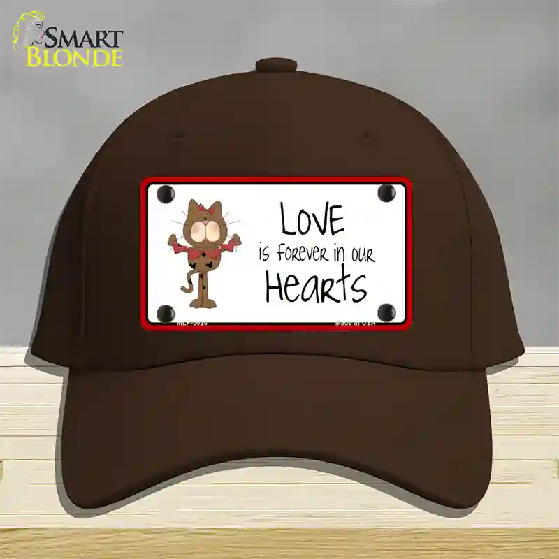 Love In Our Hearts Cat Novelty License Plate Hat Cotton / Dark Brown