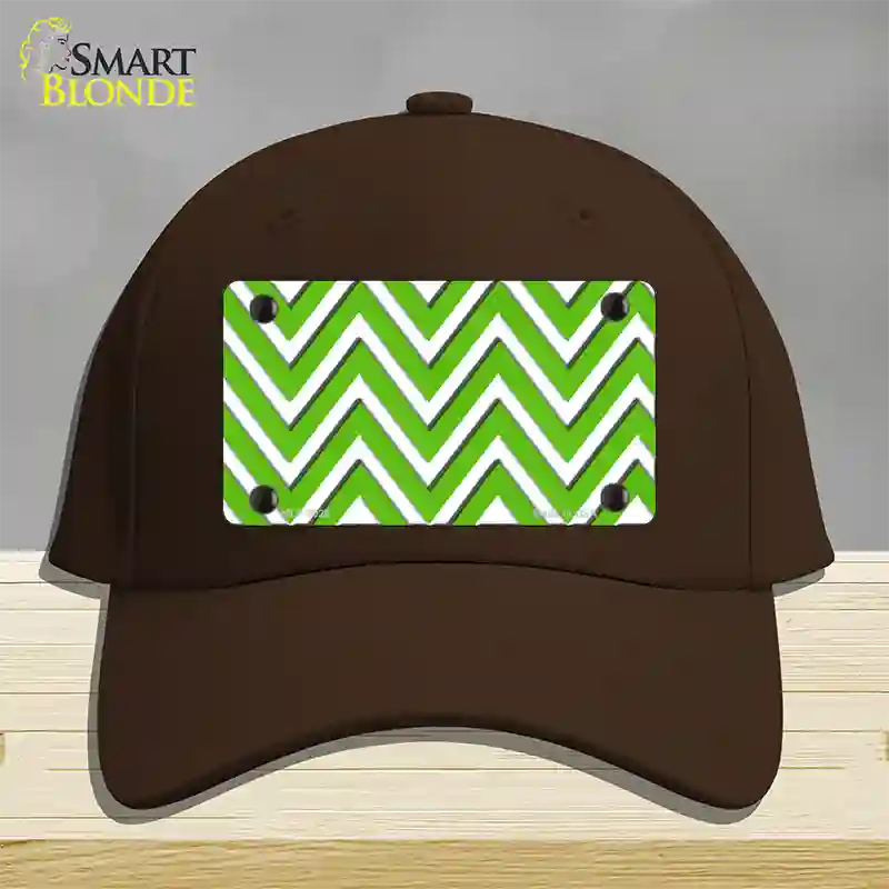 Kelly Green White Chevron Novelty License Plate Hat Cotton / Dark Brown