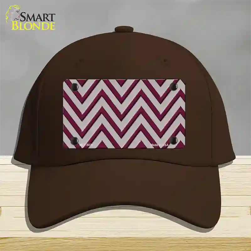 Maroon Grey Chevron Novelty License Plate Hat Cotton / Dark Brown