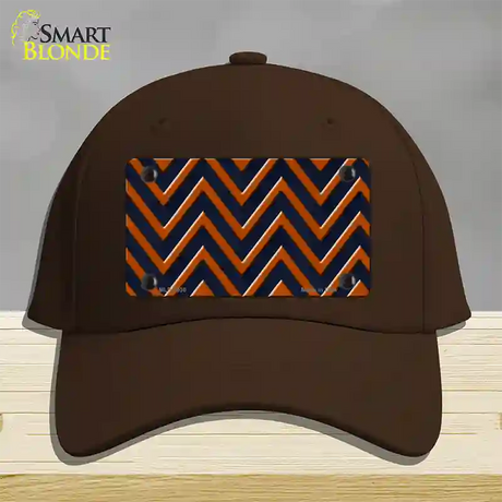 Orange Navy Blue Chevron Novelty License Plate Hat Cotton / Dark Brown