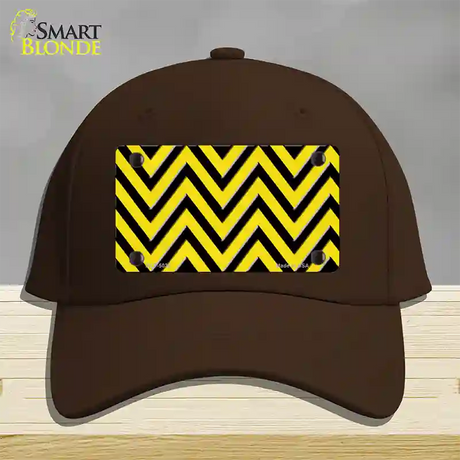 Yellow Black Chevron Novelty License Plate Hat Cotton / Dark Brown