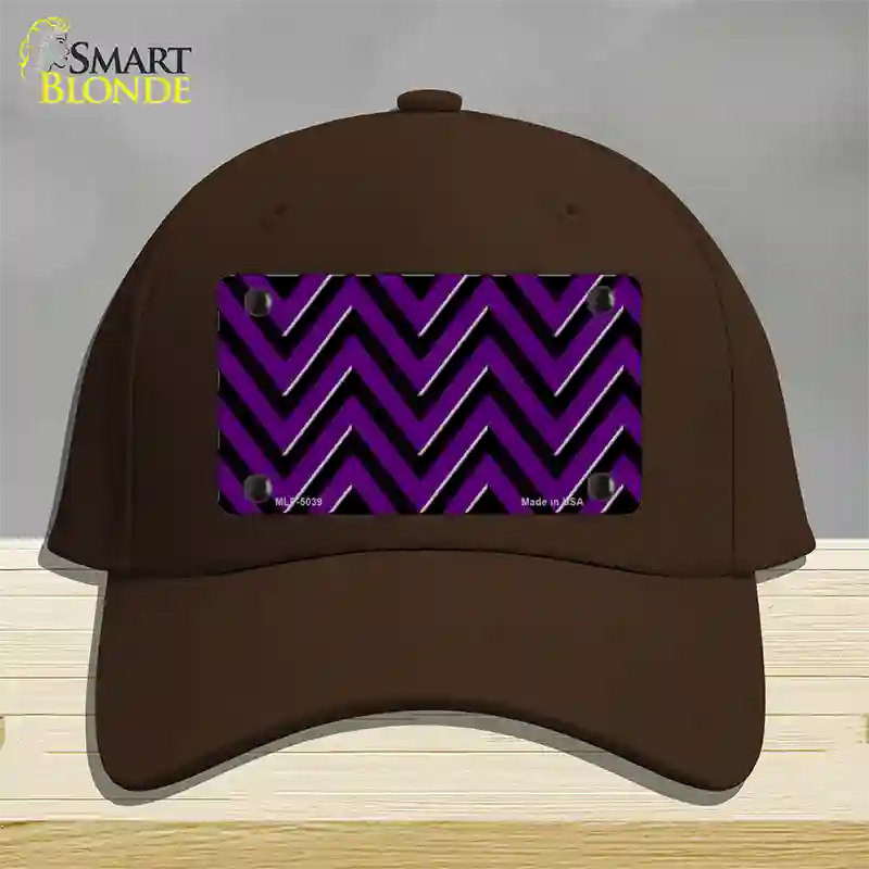 Purple Black Chevron Novelty License Plate Hat Cotton / Dark Brown