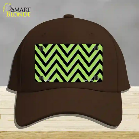 Lime Green Black Chevron Novelty License Plate Hat Cotton / Dark Brown