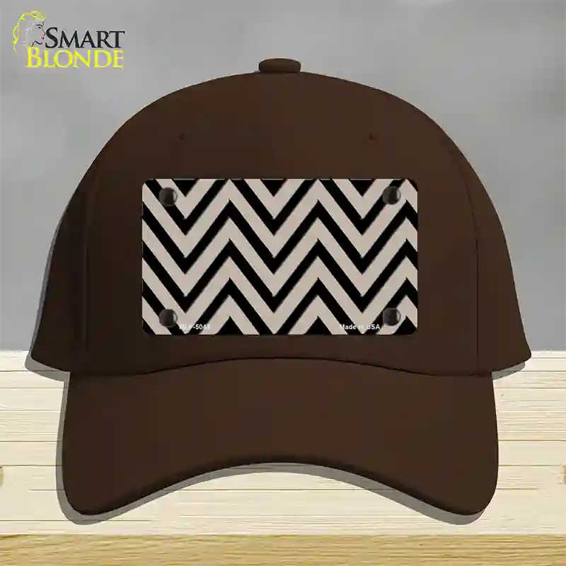 Tan Black Chevron Novelty License Plate Hat Cotton / Dark Brown