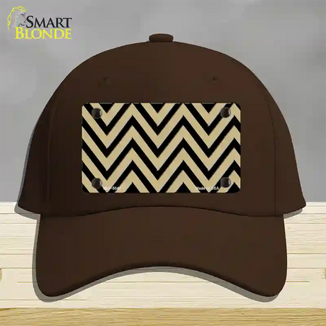 Gold Black Chevron Novelty License Plate Hat Cotton / Dark Brown