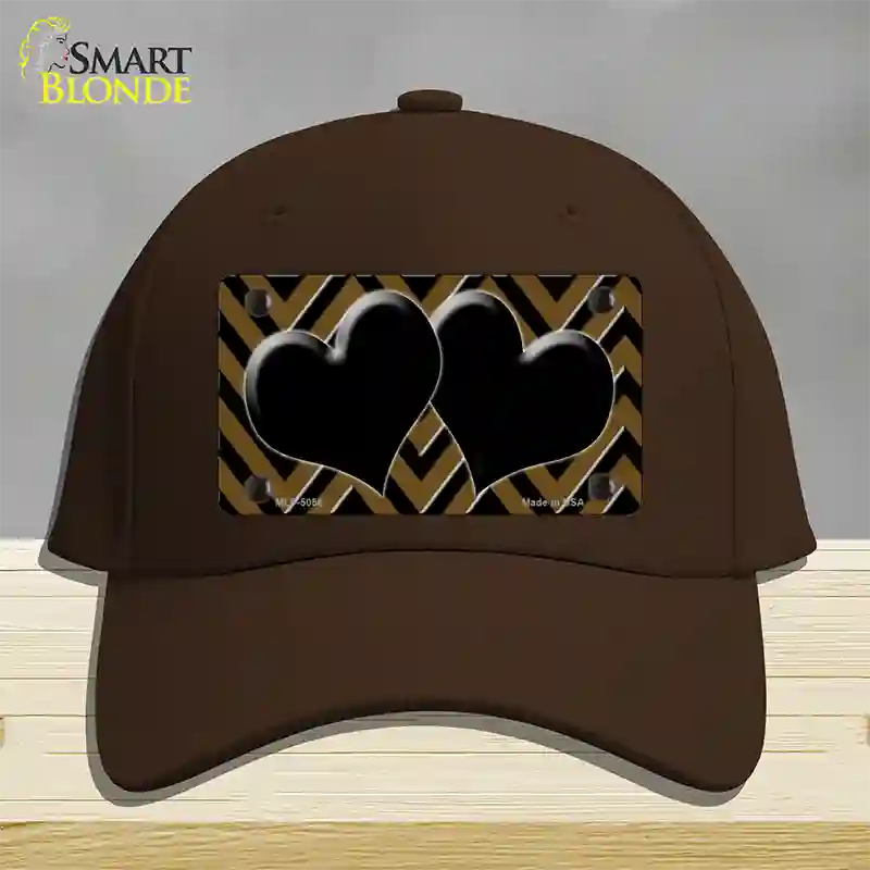 Brown Black Chevon Hearts Novelty License Plate Hat Cotton / Dark Brown