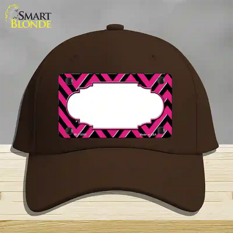 Pink Black Chevron Scallop Novelty License Plate Hat Cotton / Dark Brown